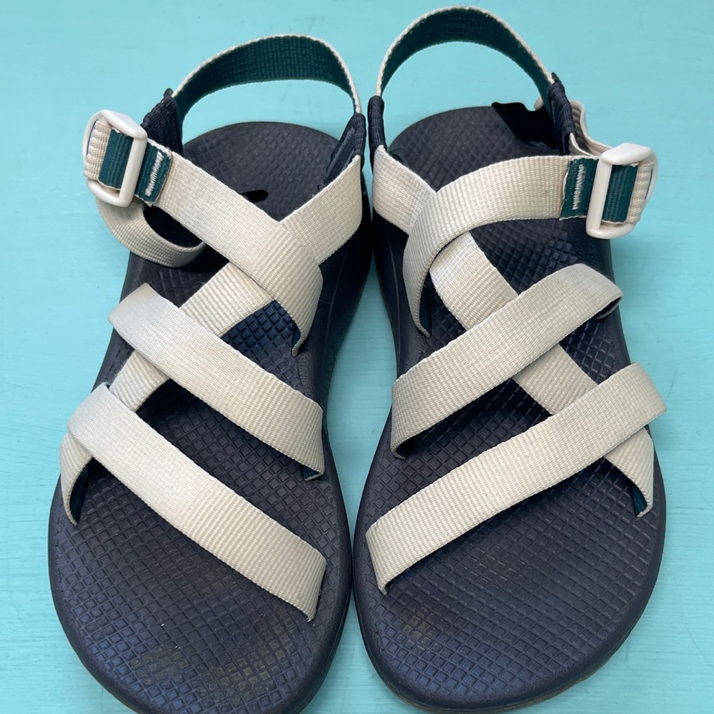 Chaco Cream and Black Strappy Sandals